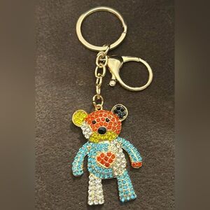Sparkling Teddy Bear Keychain NEW Multi Color